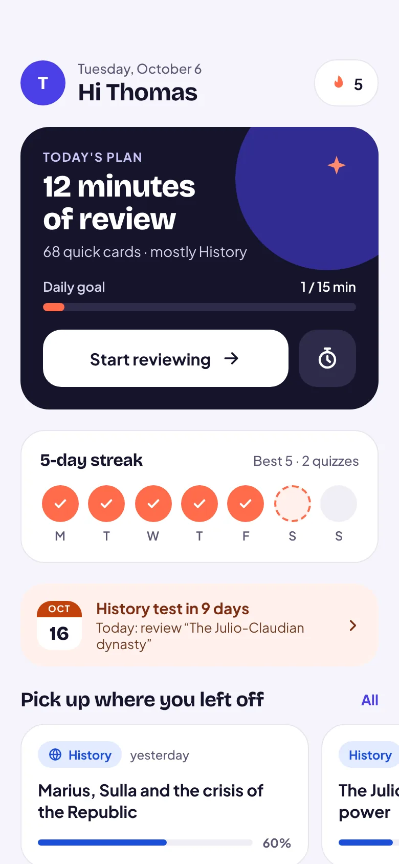 RSchool on a phone: Home with today's plan
